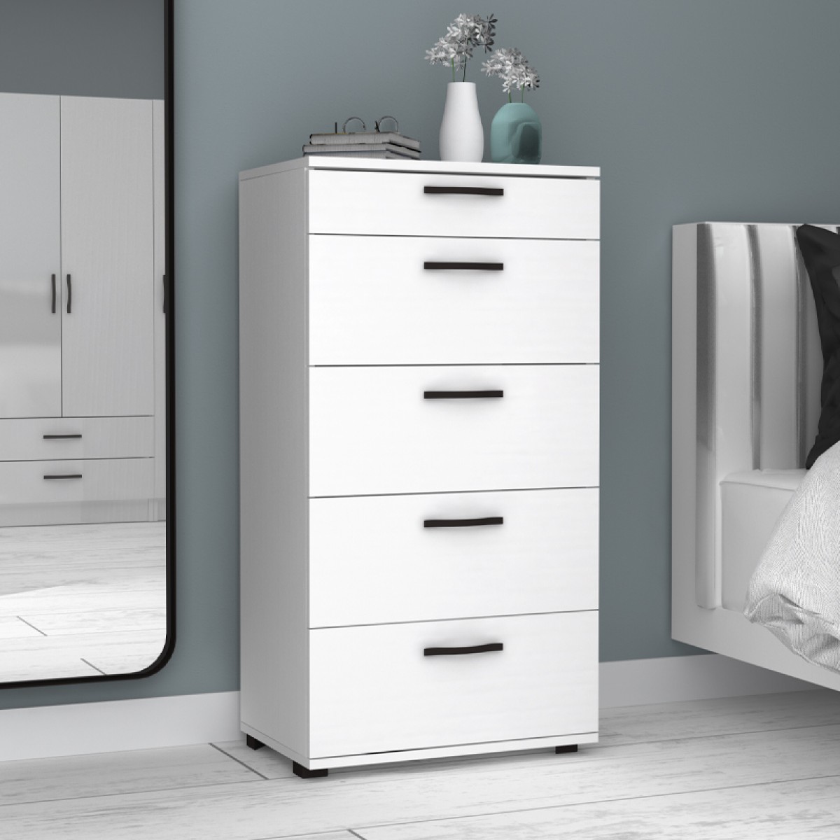 Συρταριέρα Helia Megapap χρώμα λευκό 60x44x108εκ.