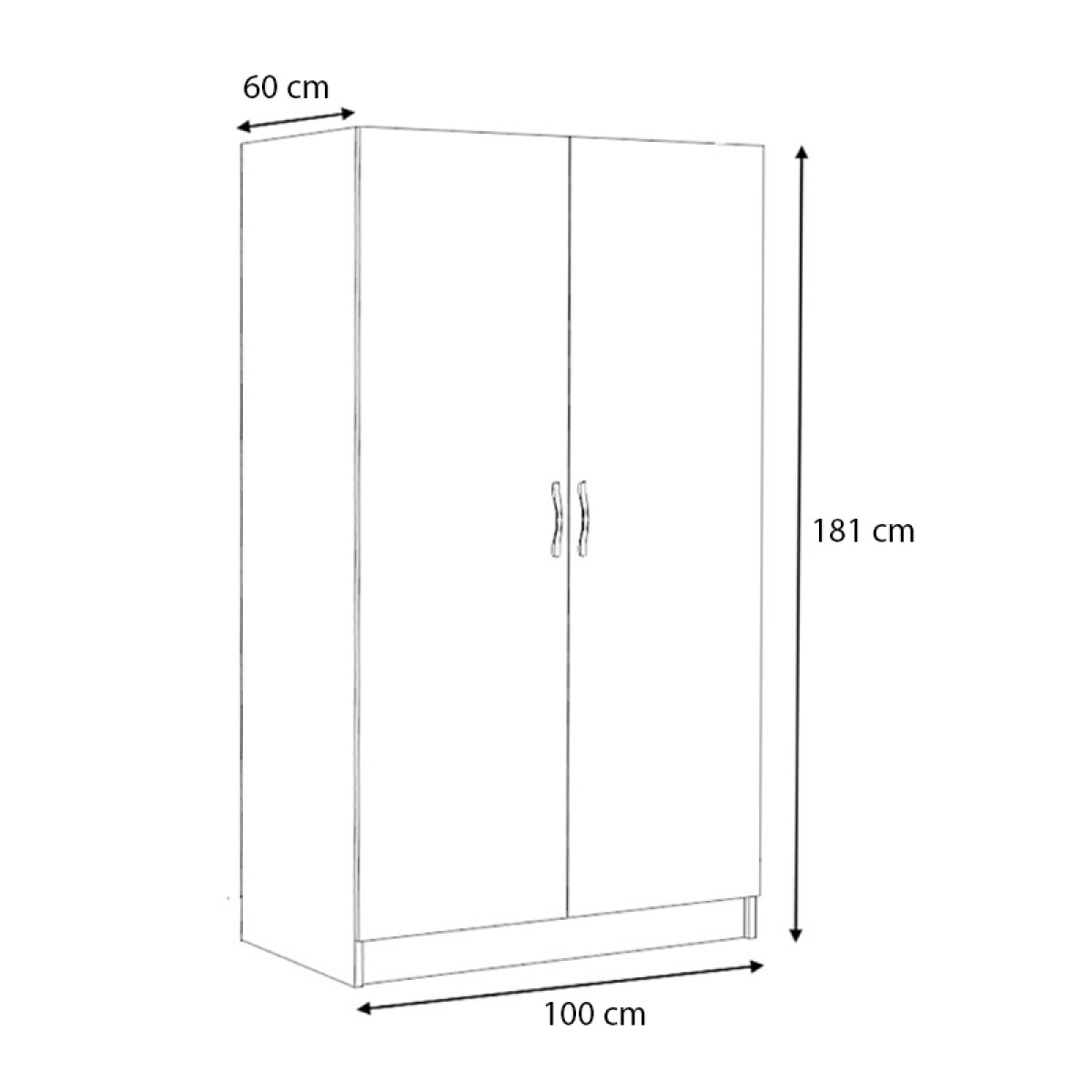 Ντουλάπα ρούχων Victoria Megapap δίφυλλη χρώμα καρυδί 100x60x181εκ.