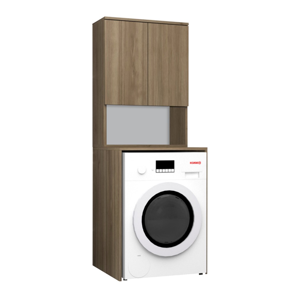 Έπιπλο πλυντηρίου Cozen Megapap χρώμα καρυδί 65x60x178εκ.
