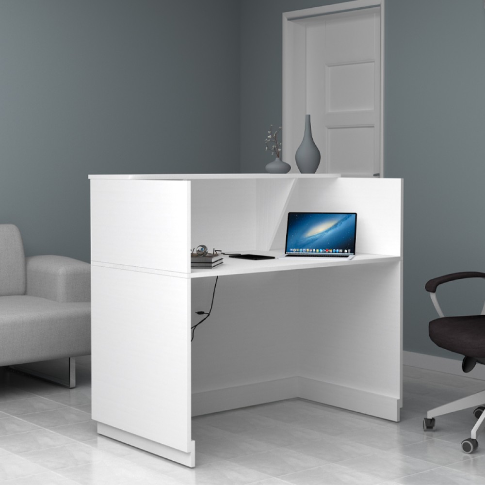 Γραφείο υποδοχής - reception Gemini Megapap χρώμα λευκό 120x70x110εκ.
