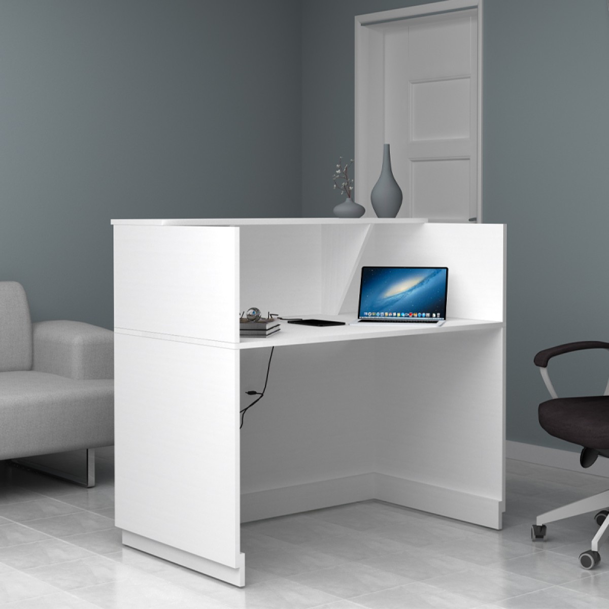 Γραφείο υποδοχής - reception Gemini Megapap χρώμα λευκό 120x70x110εκ.