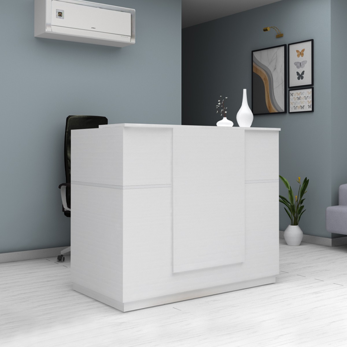Γραφείο υποδοχής - reception Gemini Megapap χρώμα λευκό 150x70x110εκ.
