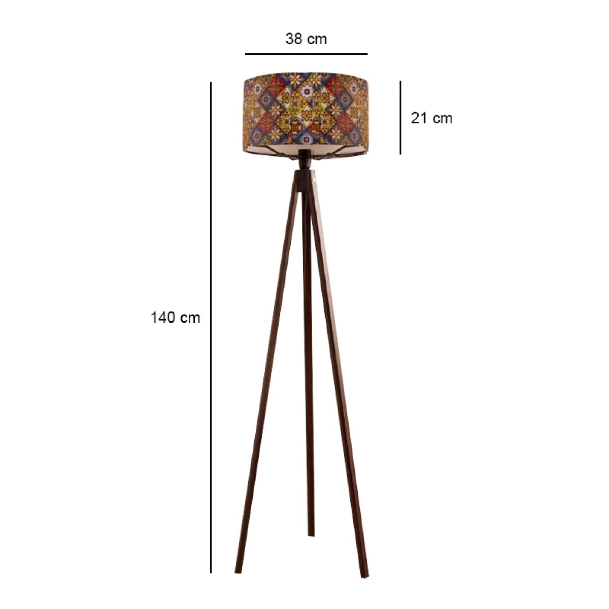 Φωτιστικό δαπέδου Rosling Megapap Mdf/ύφασμα Pvc χρώμα καρυδί - πολύχρωμο 38x38x140εκ.