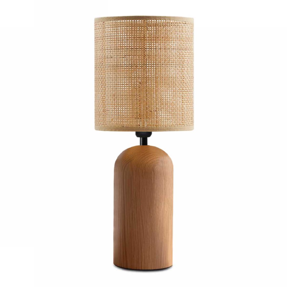 Φωτιστικό επιτραπέζιο Cora Megapap E14 ξύλινο - pe rattan χρώμα φυσικό Ø15x35εκ.