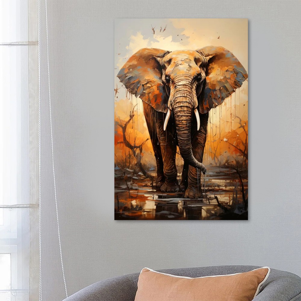 Πίνακας σε καμβά "Elephant Story" Megapap ψηφιακής εκτύπωσης 60x90x3εκ.