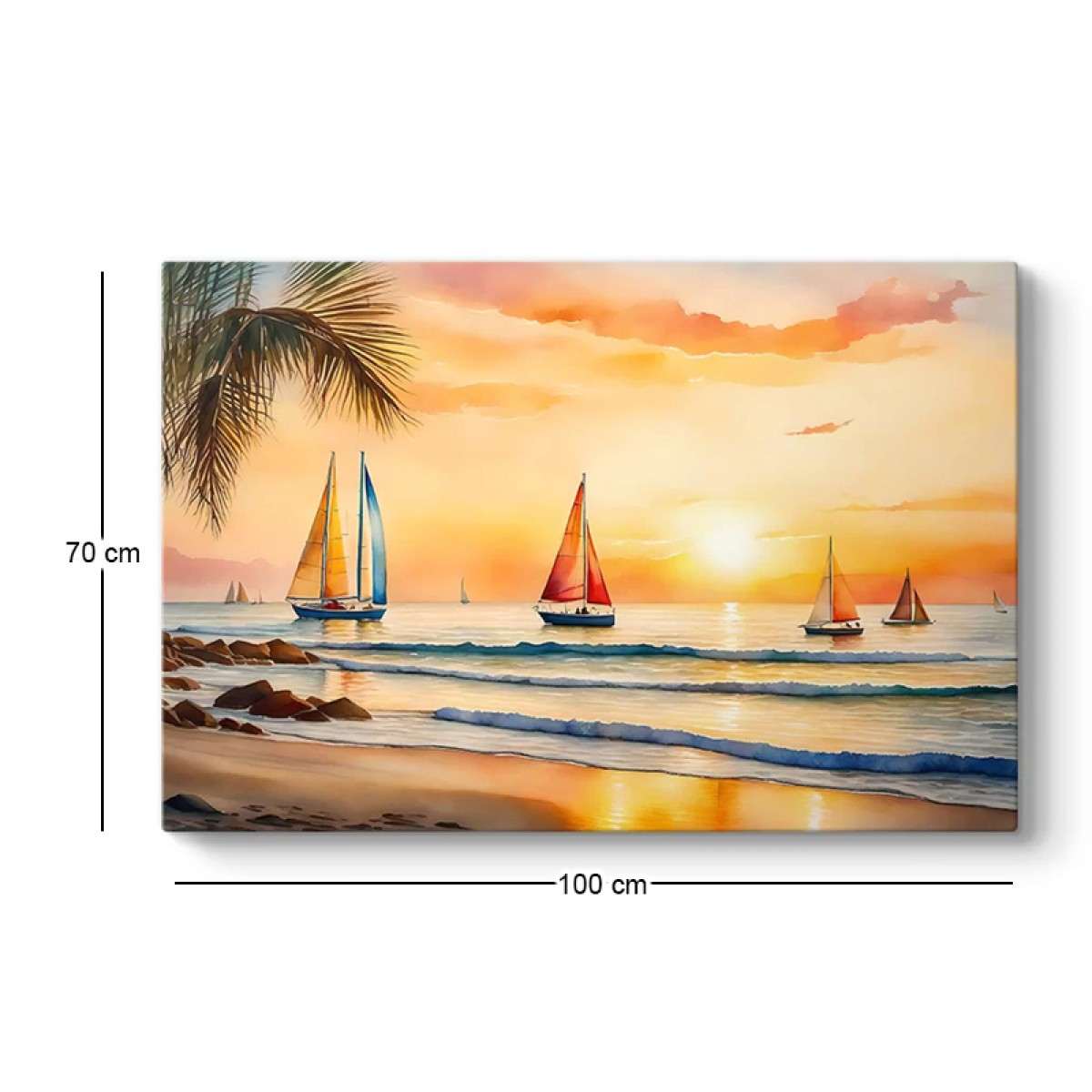 Πίνακας σε καμβά "Tropical Sails at the Sunset" Megapap ψηφιακής εκτύπωσης 100x70x3εκ.