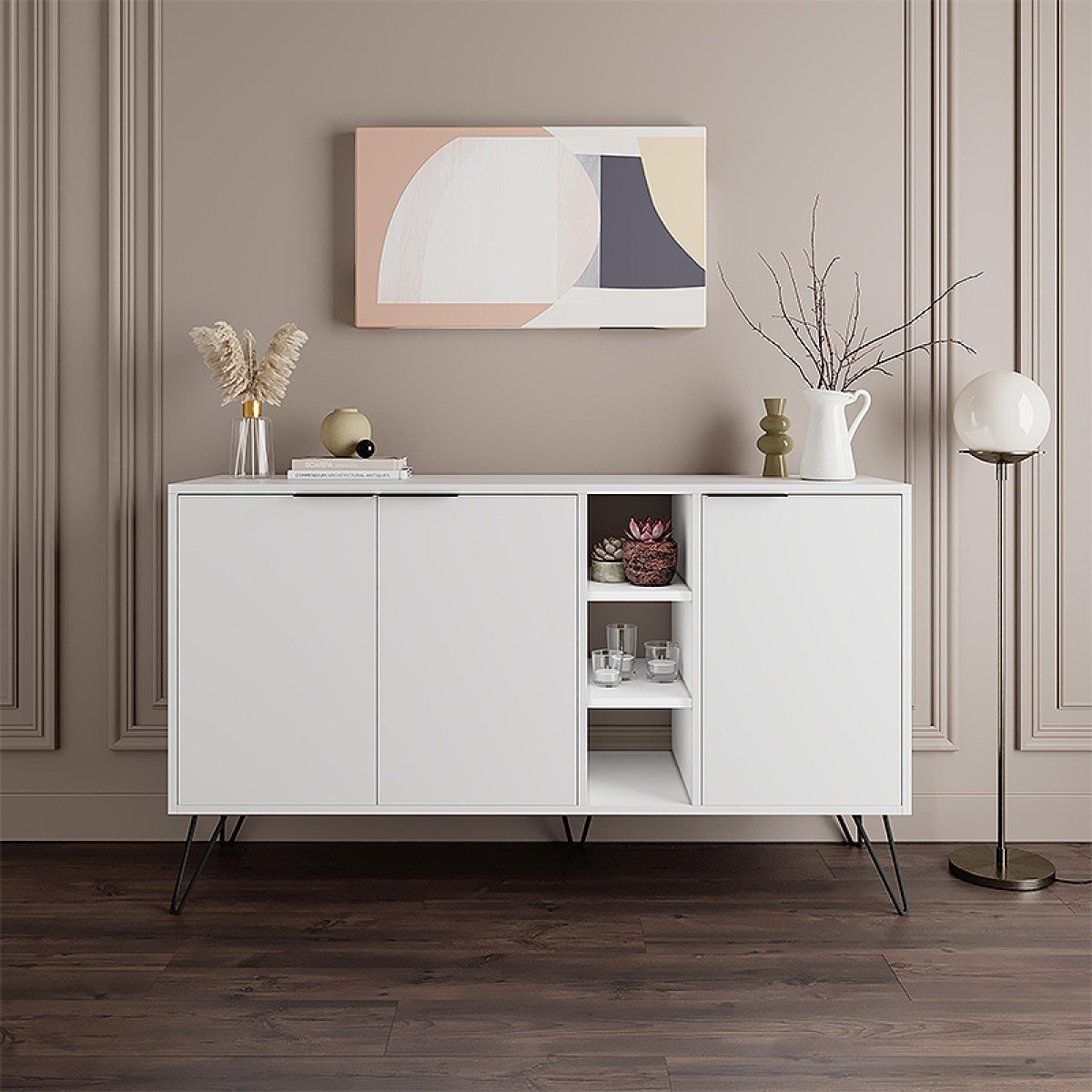 Μπουφές μελαμίνης Clara Megapap χρώμα λευκό 142x35,6x83εκ.
