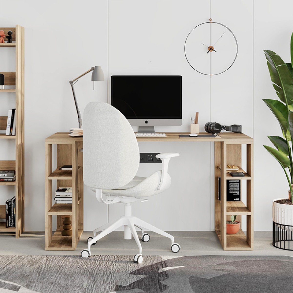 Γραφείο εργασίας Colmar Megapap από μελαμίνη χρώμα sapphire oak 140x60x75εκ