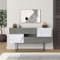 Μπουφές Eros Megapap γκρι ρετρό - λευκό εφέ μαρμάρου 145x40x82εκ.