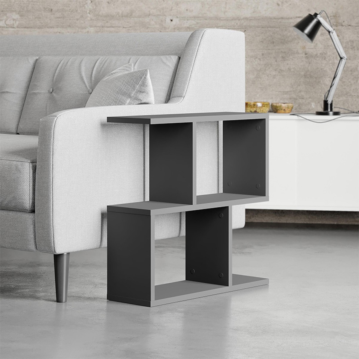 Βοηθητικό τραπεζάκι Homemania Megapap από μελαμίνη χρώμα ανθρακί 60x20x60εκ.