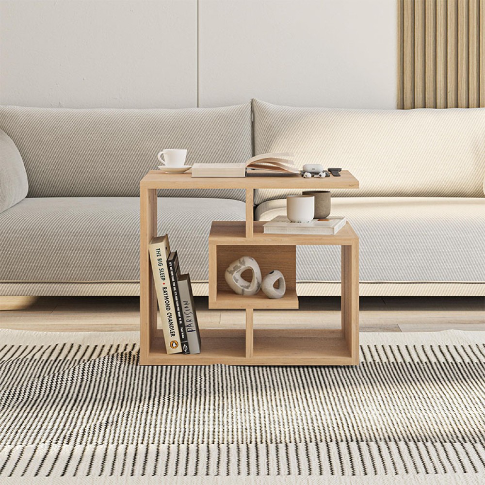 Τραπεζάκι βοηθητικό Labirent Megapap χρώμα sapphire oak 54x40x45εκ.