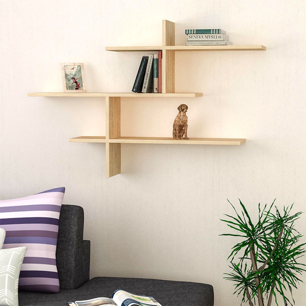 Ραφιέρα τοίχου Leo Megapap χρώμα sapphire oak 123x22x80εκ.
