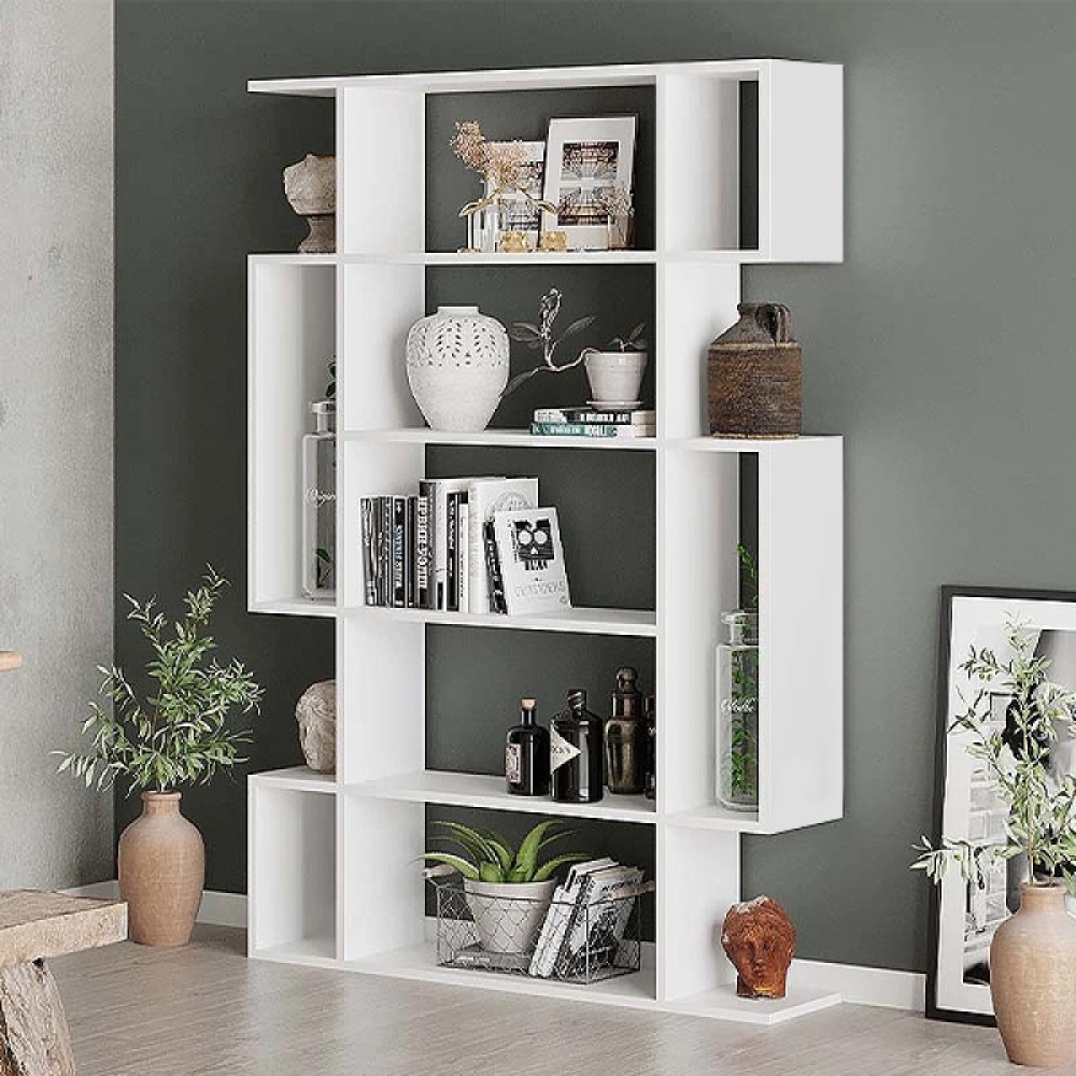 Βιβλιοθήκη Mito Megapap χρώμα λευκό 108x25x161εκ.