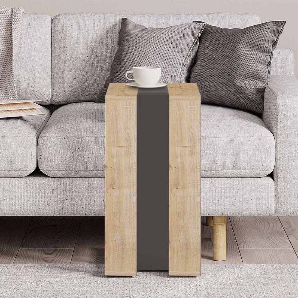 Τραπεζάκι βοηθητικό Muju Megapap χρώμα sapphire oak/ανθρακί 30x40x57εκ.