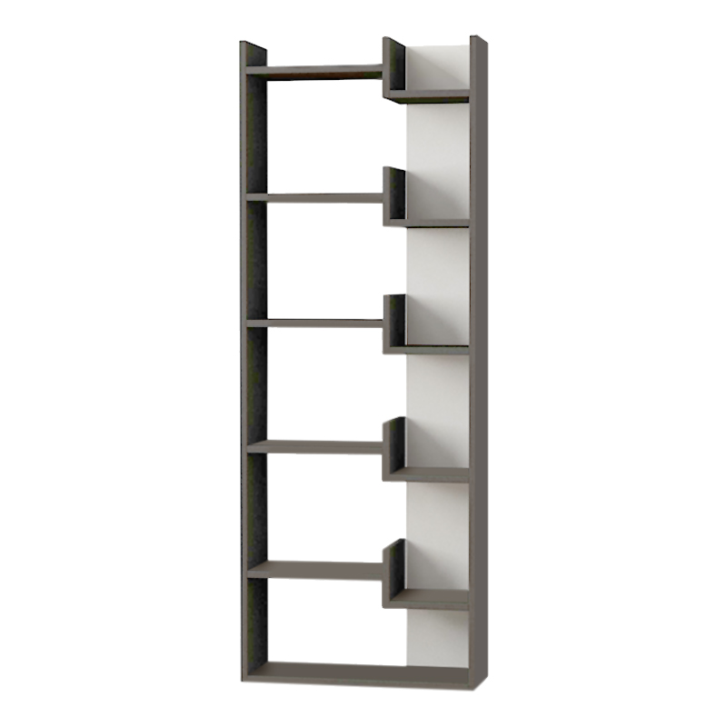 Βιβλιοθήκη Oppa Megapap χρώμα ανθρακί - λευκό 60x22x162εκ.