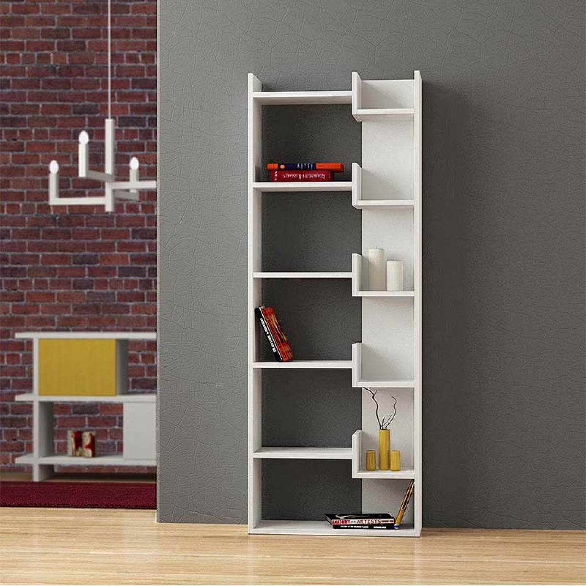 Βιβλιοθήκη Oppa Megapap χρώμα λευκό 60x22x162εκ.