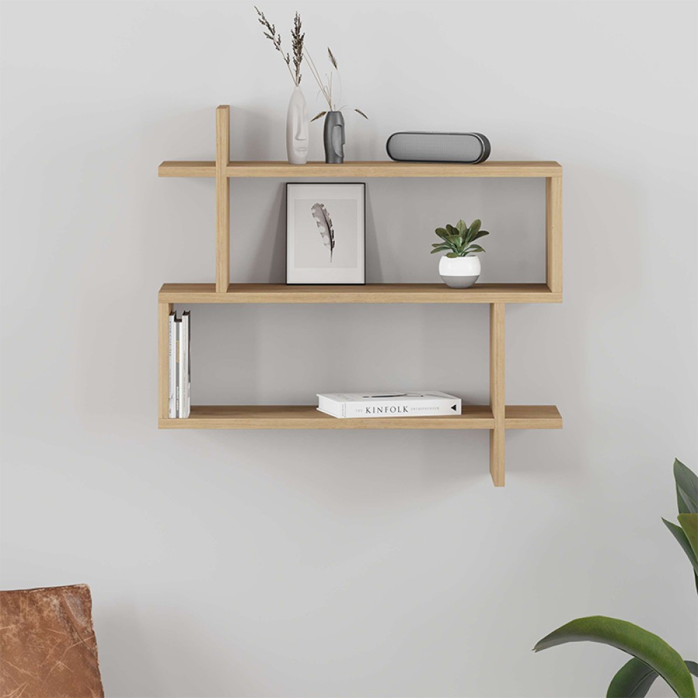 Ραφιέρα τοίχου Paralel Megapap χρώμα sapphire oak 70x22x65εκ.