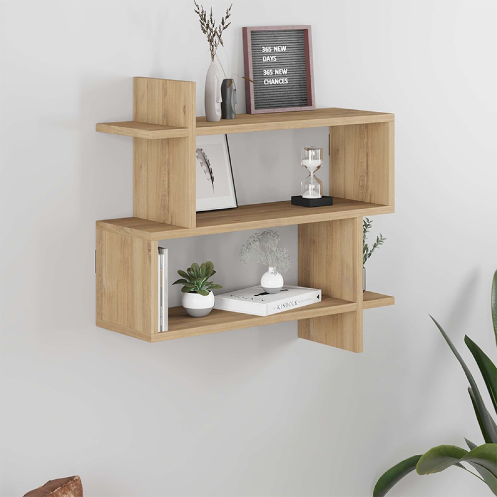 Ραφιέρα τοίχου Paralel Megapap χρώμα sapphire oak 70x22x65εκ.