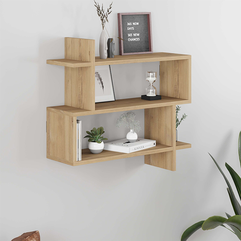 Ραφιέρα τοίχου Paralel Megapap χρώμα sapphire oak 70x22x65εκ.