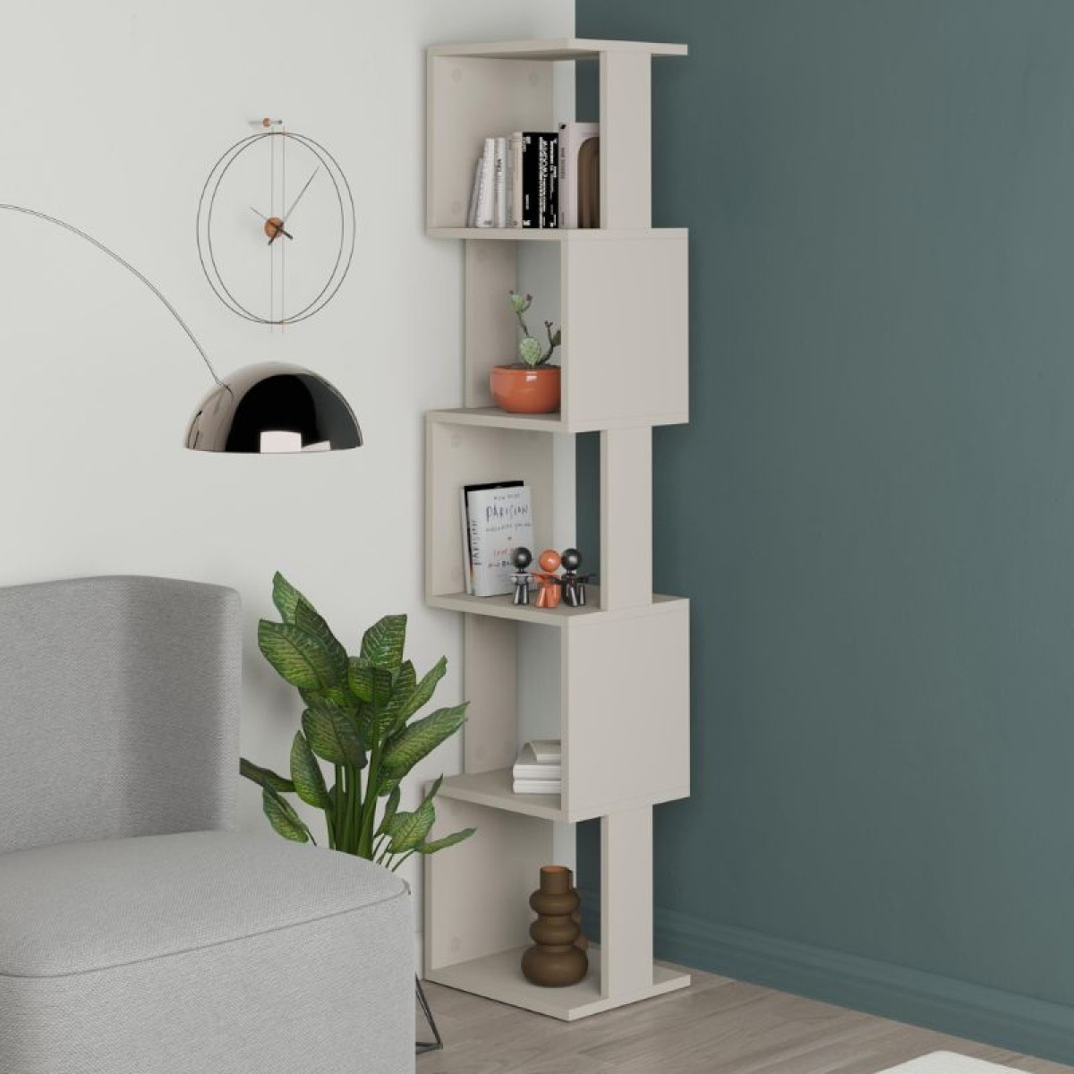 Βιβλιοθήκη Piri Megapap χρώμα sandstone 35x30x161εκ.