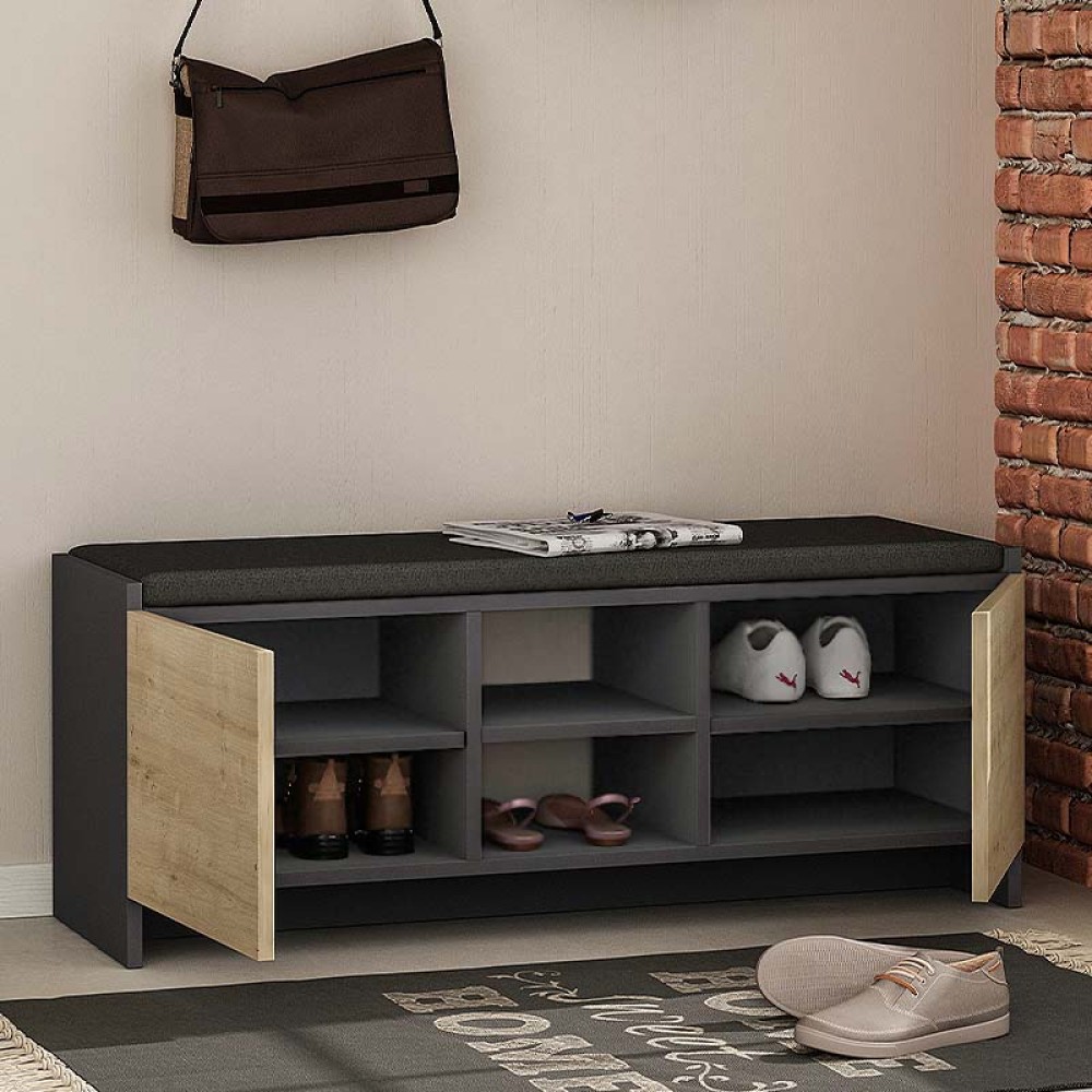 Παπουτσοθήκη Zulla Megapap χρώμα ανθρακί - sapphire oak 110x37x43εκ.