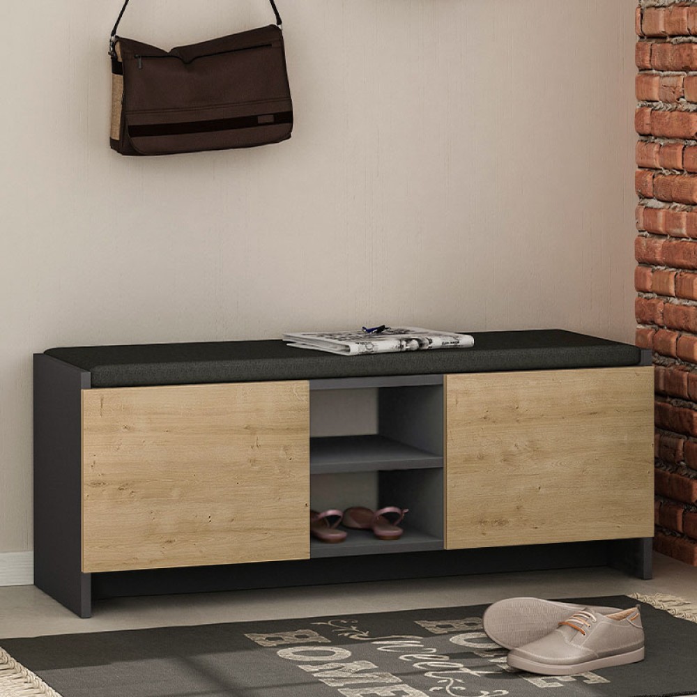 Παπουτσοθήκη Zulla Megapap χρώμα ανθρακί - sapphire oak 110x37x43εκ.