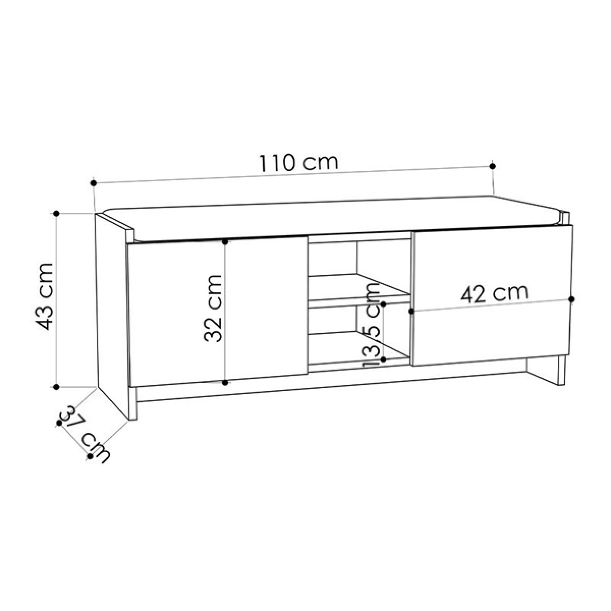 Παπουτσοθήκη Zulla Megapap χρώμα μαύρο 110x37x43εκ.