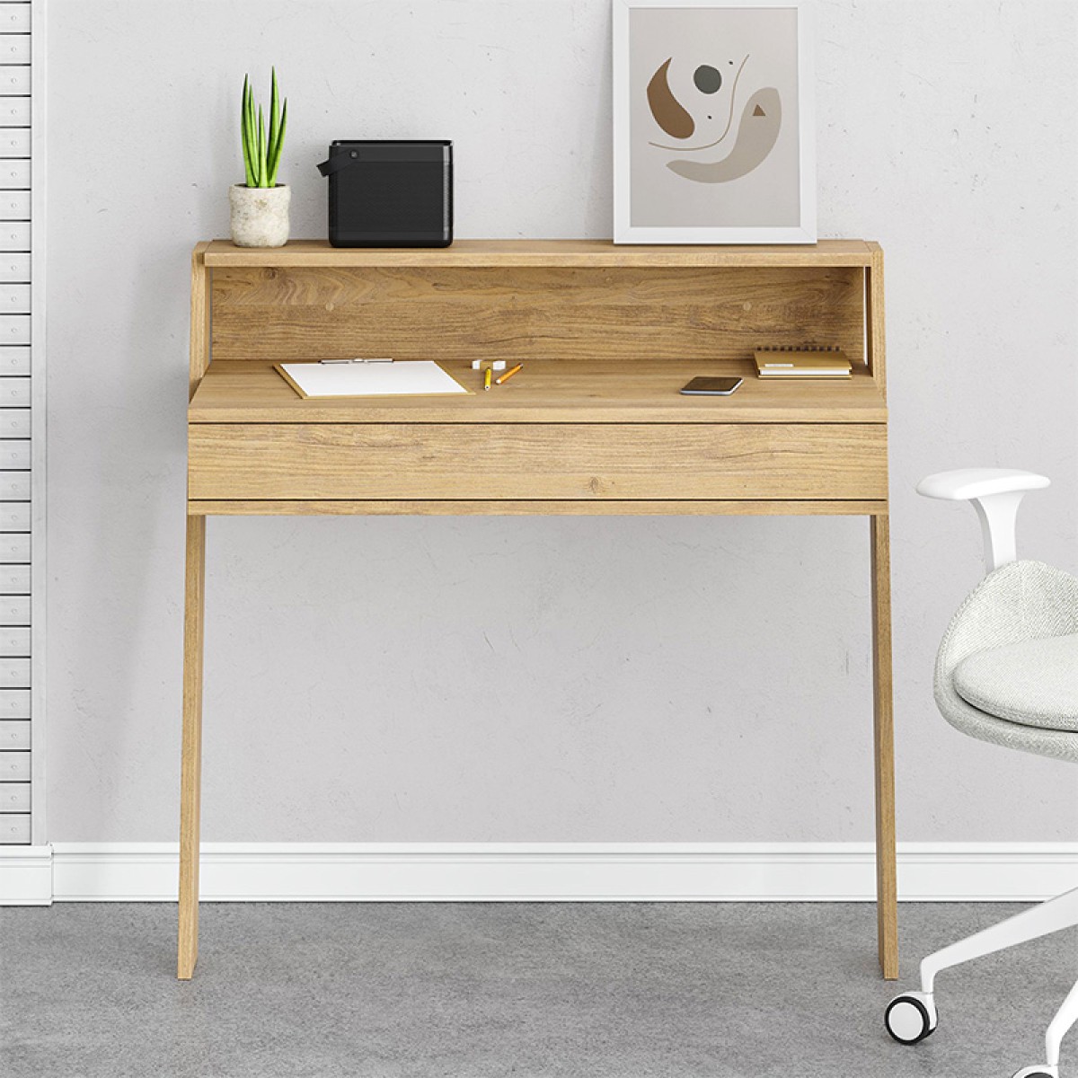 Γραφείο εργασίας Cowork Megapap από μελαμίνη χρώμα φυσικό οξιάς 94x50x91εκ.