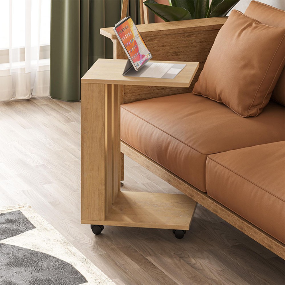 Τραπεζάκι βοηθητικό Edi Megapap χρώμα sapphire oak 37x45x60εκ.