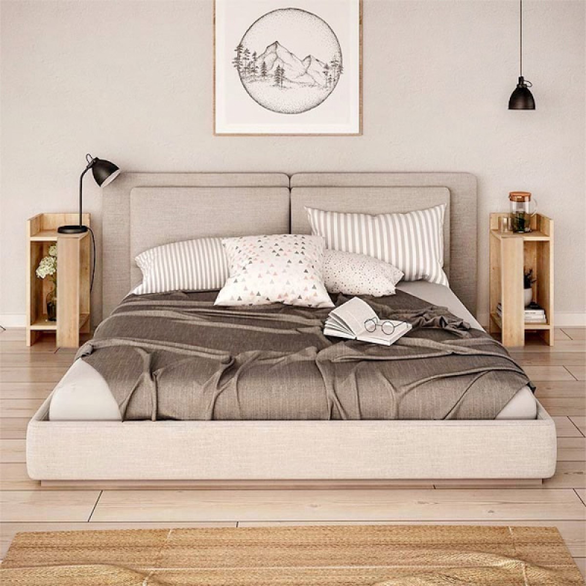 Κομοδίνο μελαμίνης Elos Megapap σετ 2 τεμαχίων χρώμα sapphire oak 25x27x60εκ.