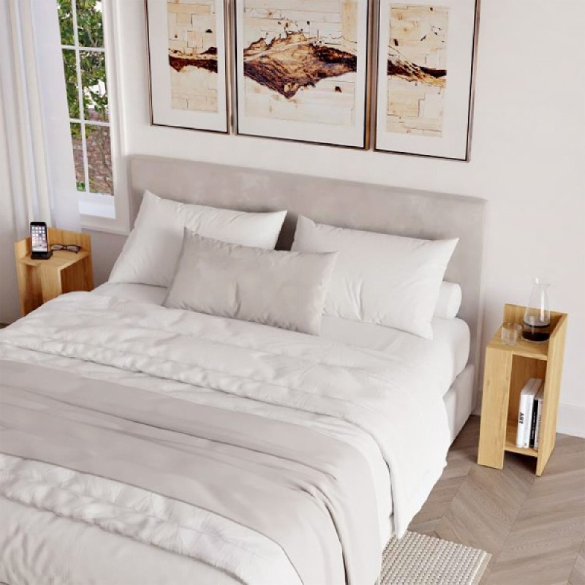 Κομοδίνο μελαμίνης Elos Megapap σετ 2 τεμαχίων χρώμα sapphire oak 25x27x60εκ.