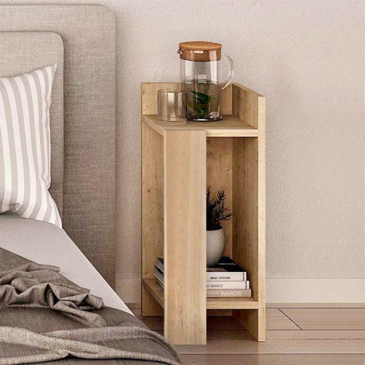 Κομοδίνο μελαμίνης Elos Megapap σετ 2 τεμαχίων χρώμα sapphire oak 25x27x60εκ.