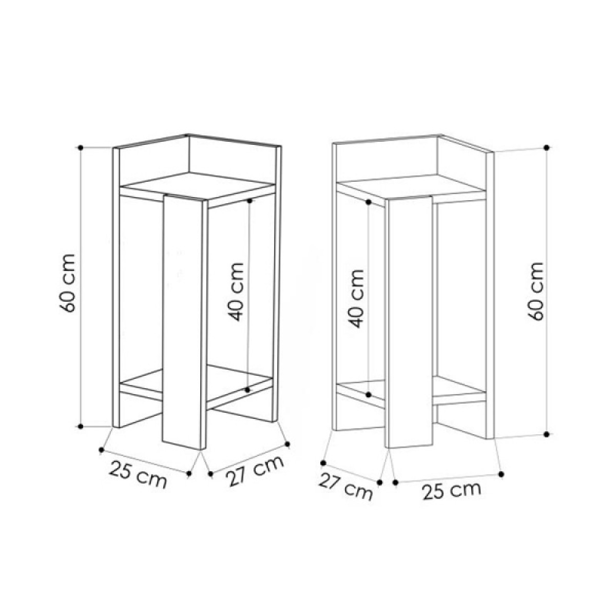 Κομοδίνο μελαμίνης Elos Megapap σετ 2 τεμαχίων χρώμα sapphire oak 25x27x60εκ.