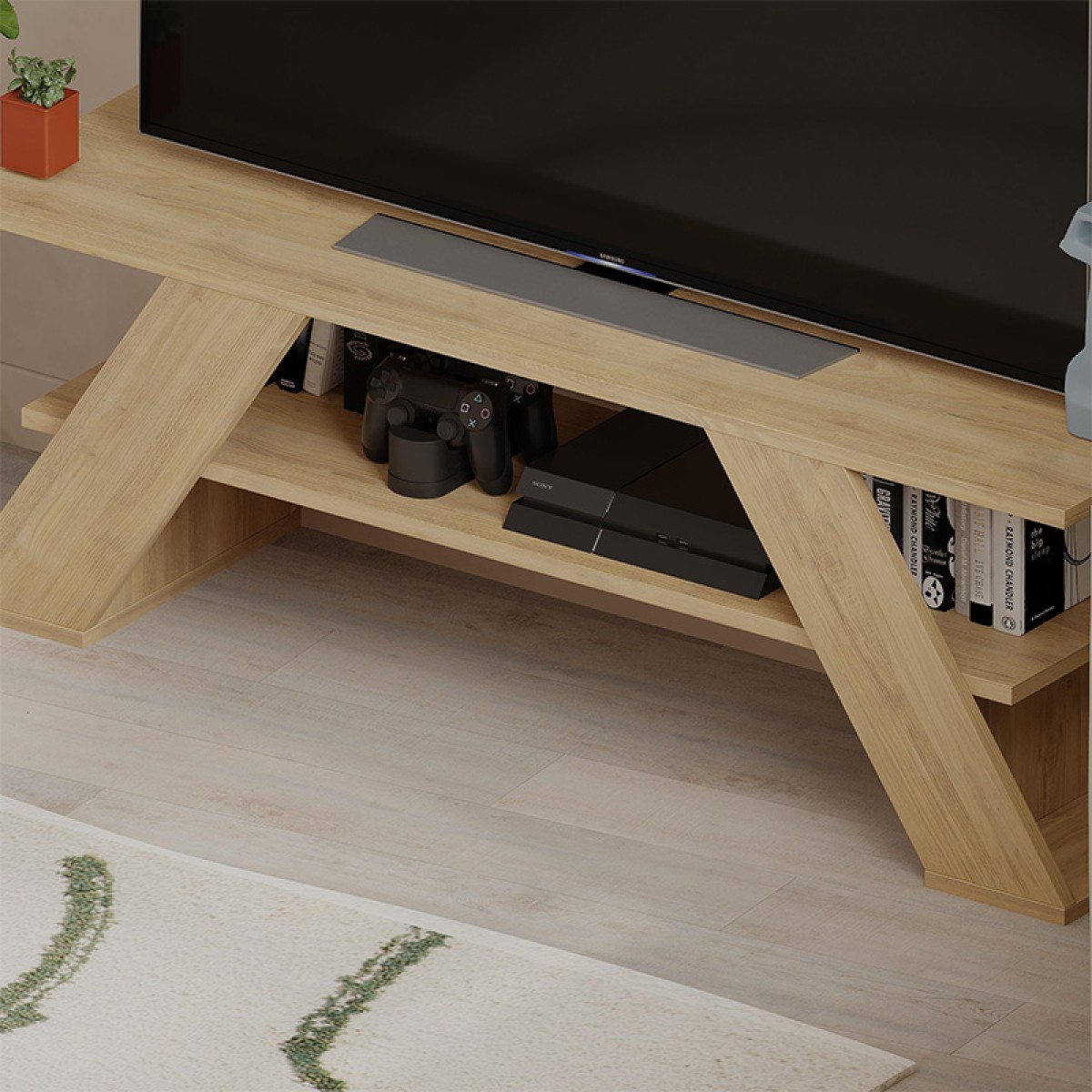 Έπιπλο τηλεόρασης Farfalla Megapap χρώμα sapphire oak 120x33,5x40εκ.