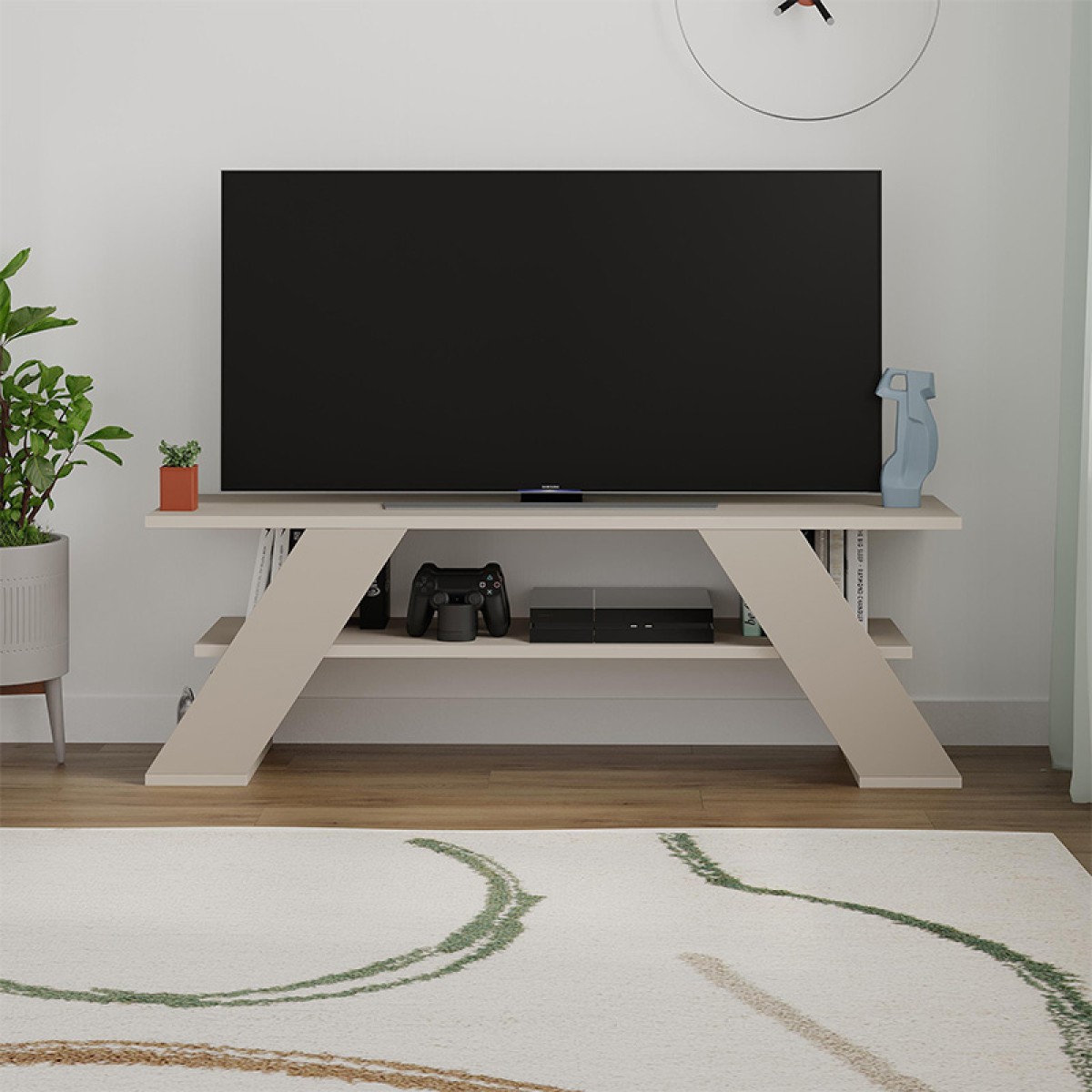 Έπιπλο τηλεόρασης Farfalla Megapap χρώμα sandstone 120x33,5x40εκ.