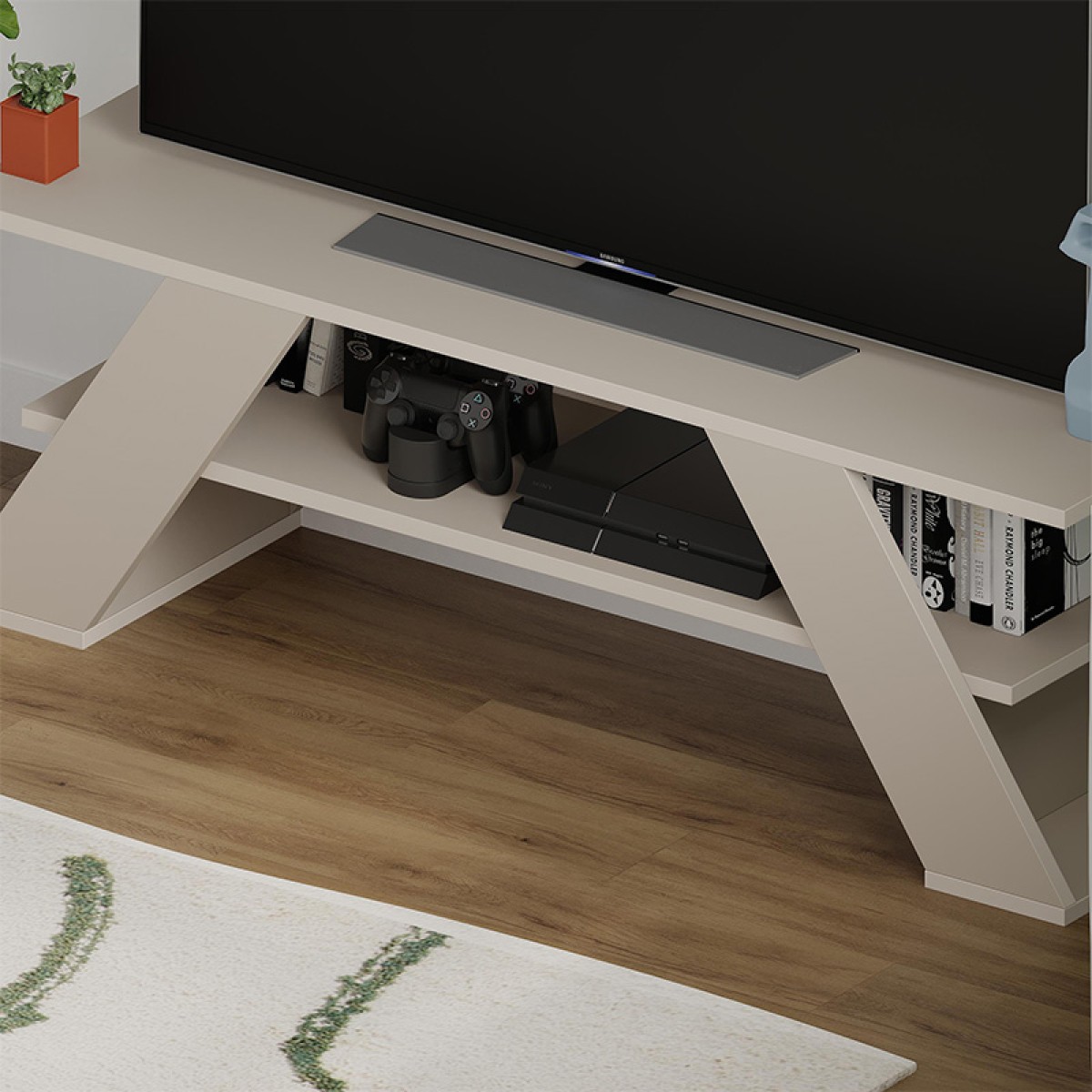 Έπιπλο τηλεόρασης Farfalla Megapap χρώμα sandstone 120x33,5x40εκ.