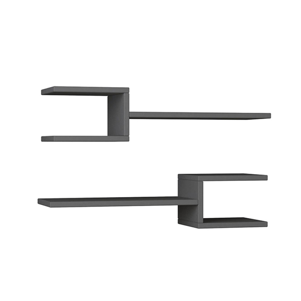 Ραφιέρα τοίχου Fork Megapap 2 τεμαχίων χρώμα ανθρακί 75x19,5x18εκ.