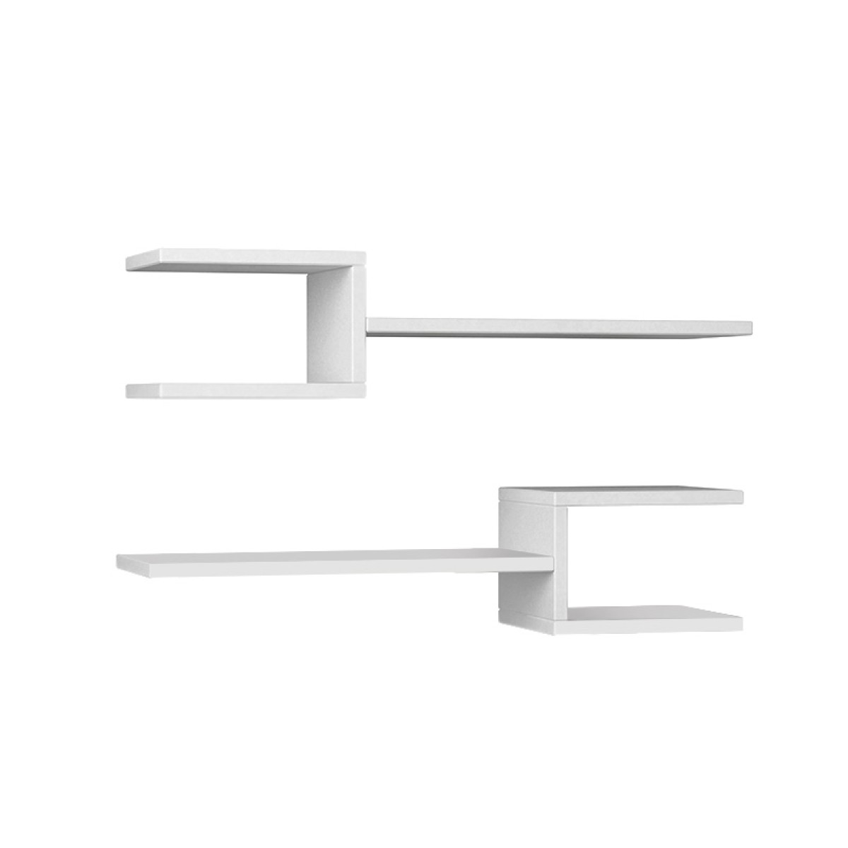 Ραφιέρα τοίχου Fork Megapap 2 τεμαχίων από μελαμίνη χρώμα λευκό 75x19,5x18εκ.