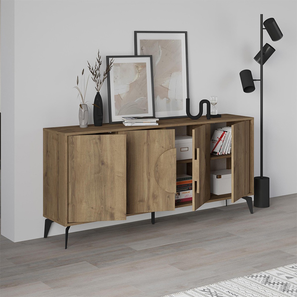Μπουφές μελαμίνης Gora Megapap χρώμα ανοιχτό καφέ 180x35,6x82εκ.