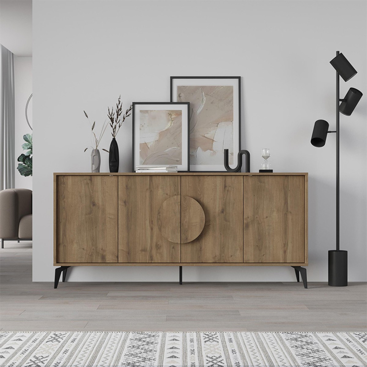 Μπουφές μελαμίνης Gora Megapap χρώμα ανοιχτό καφέ 180x35,6x82εκ.