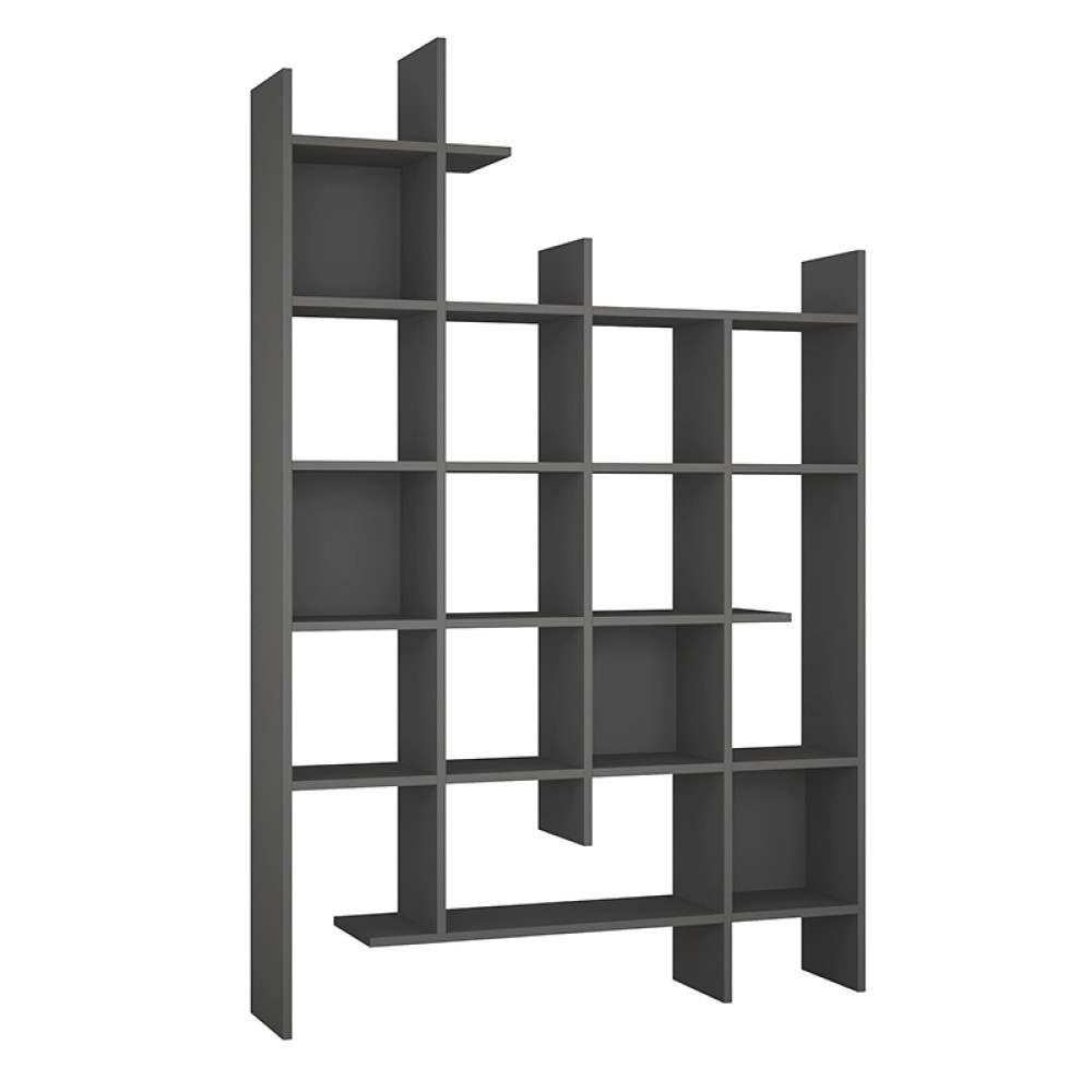 Βιβλιοθήκη Manco Megapap χρώμα ανθρακί 122x25,5x188εκ.