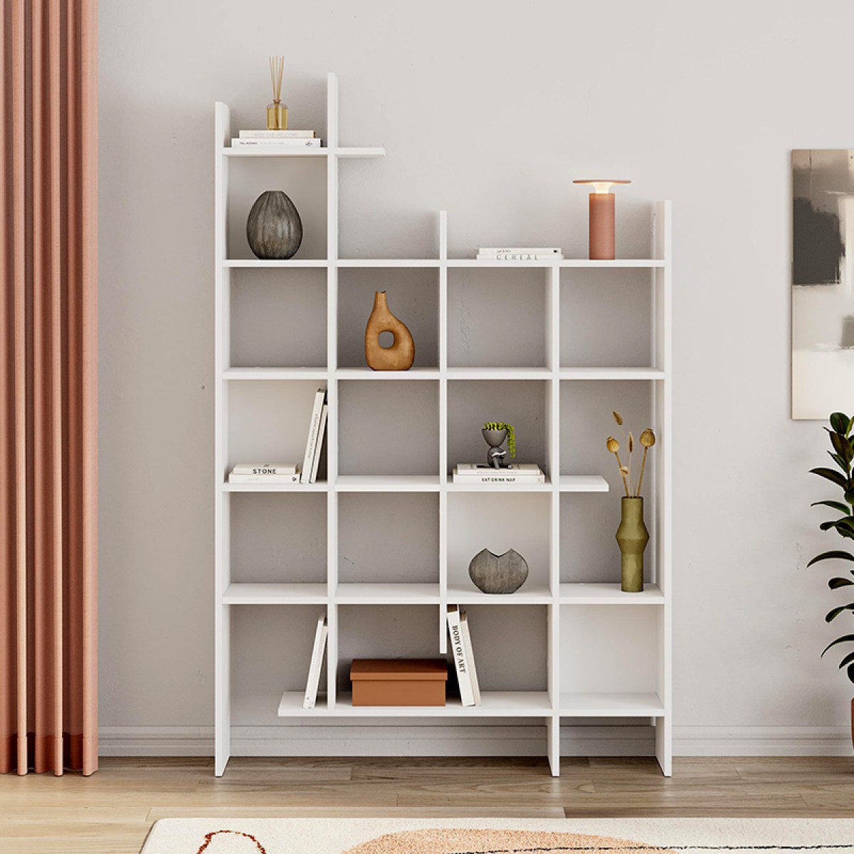 Βιβλιοθήκη μελαμίνης Manco Megapap χρώμα λευκό 122x25,5x188εκ.
