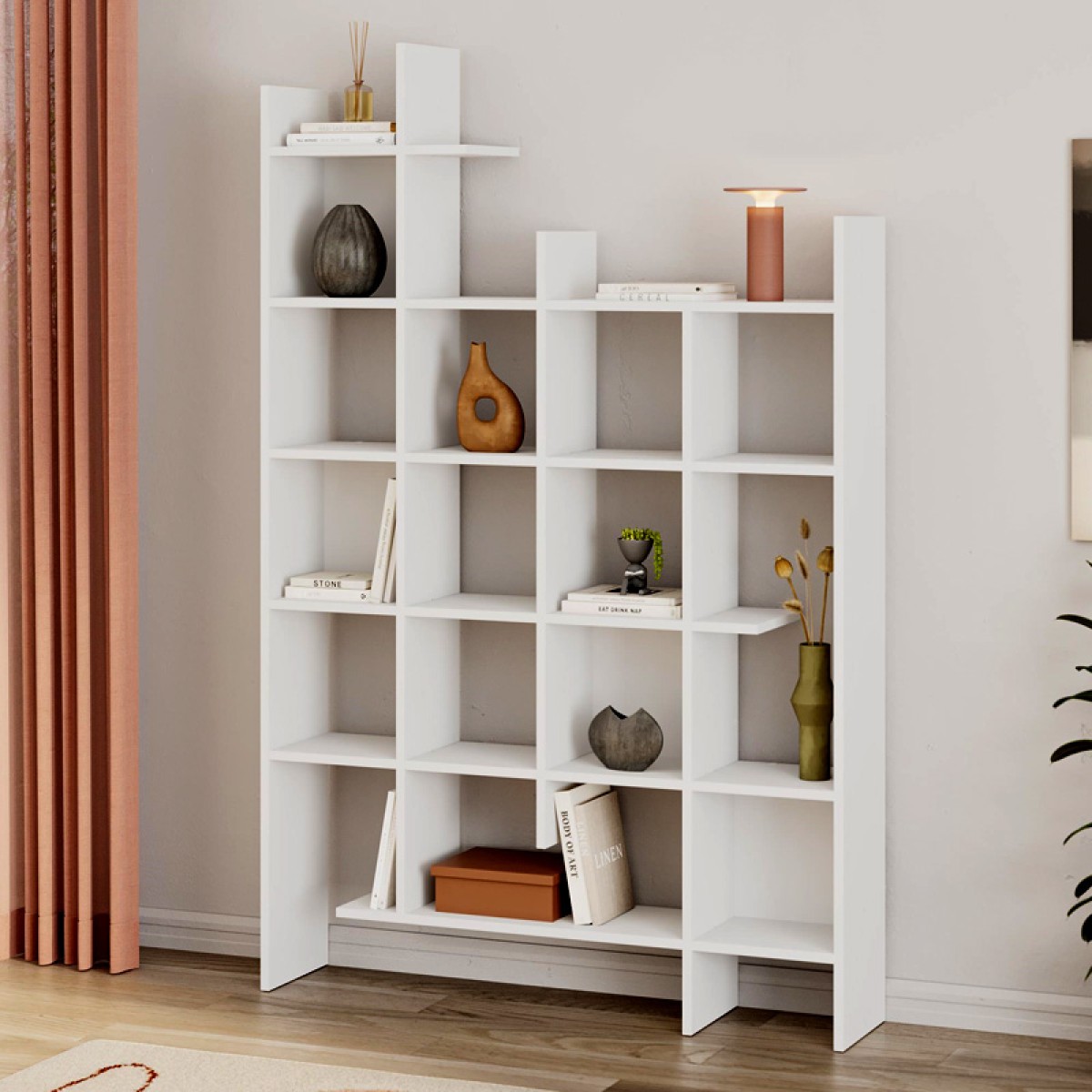 Βιβλιοθήκη μελαμίνης Manco Megapap χρώμα λευκό 122x25,5x188εκ.