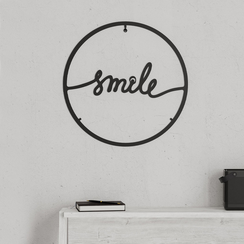 Διακοσμητικό τοίχου Smile Megapap μεταλλικό χρώμα μαύρο 45x2x45εκ.