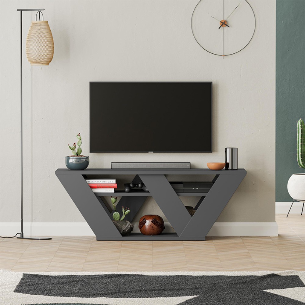 Έπιπλο τηλεόρασης Pipralla Megapap χρώμα ανθρακί 110x30x40εκ.