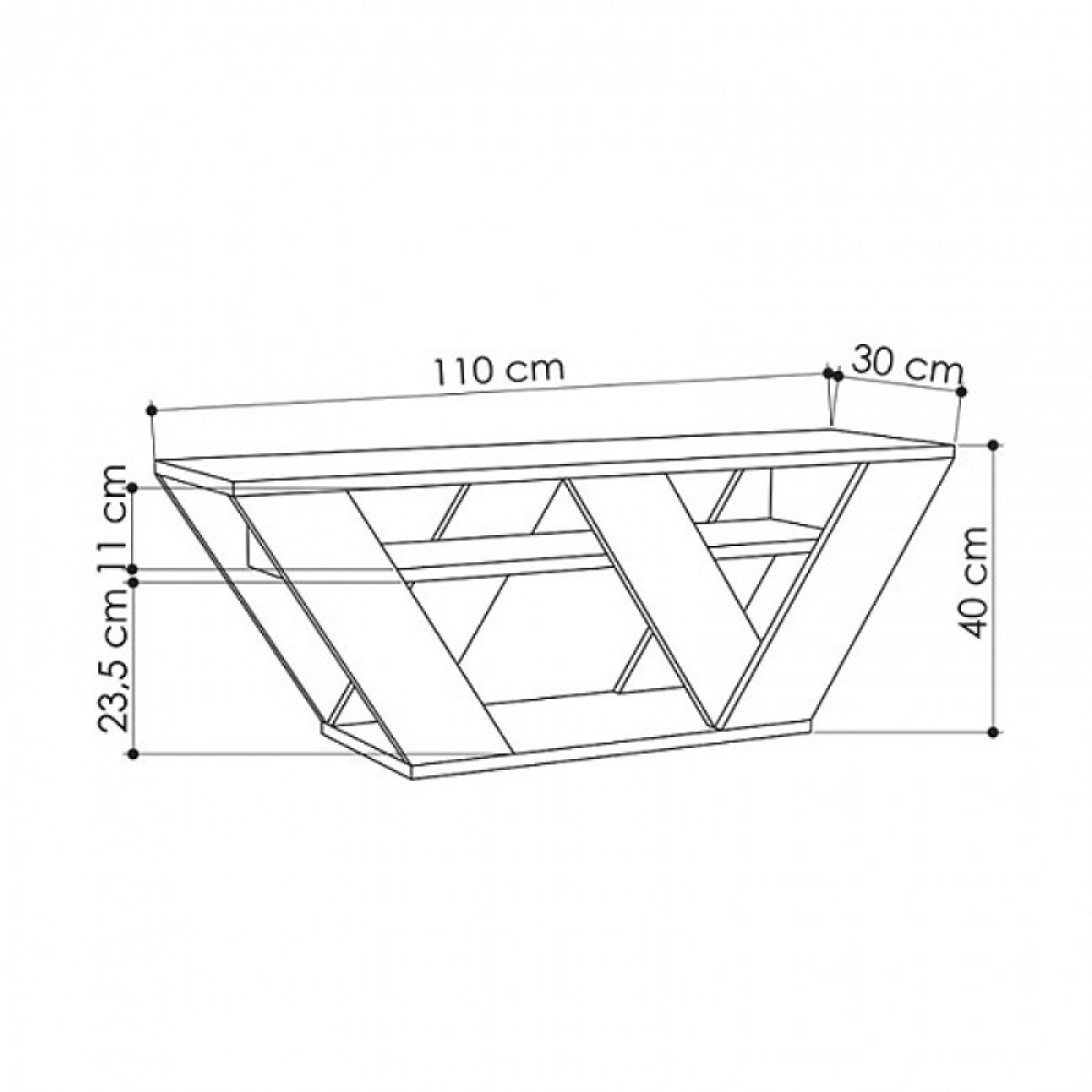 Έπιπλο τηλεόρασης Pipralla Megapap χρώμα ανθρακί 110x30x40εκ.