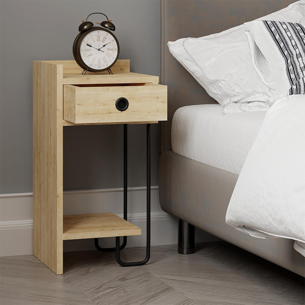 Κομοδίνο Sirius Megapap αριστερό χρώμα sapphire oak 32x30x61εκ.