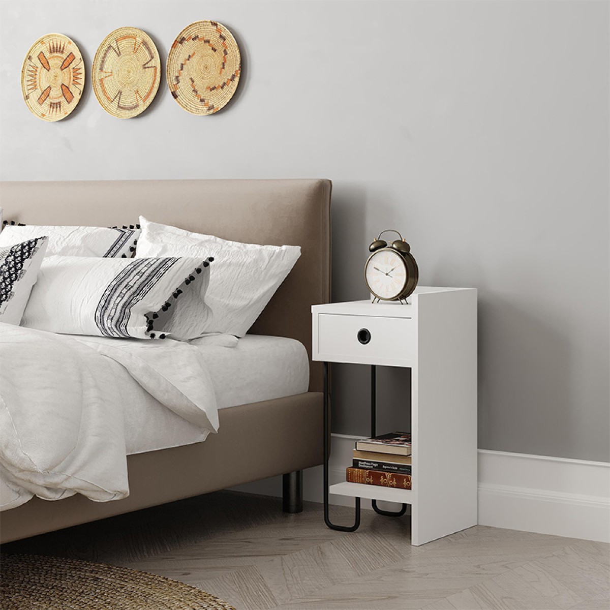 Κομοδίνο μελαμίνης Sirius Megapap δεξί χρώμα λευκό 32x30x61εκ.