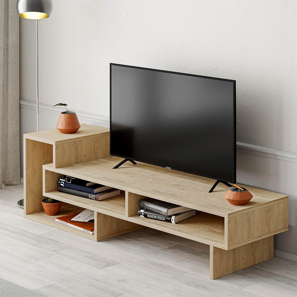 Έπιπλο τηλεόρασης Tetra Megapap χρώμα sapphire oak 136,7x40x42εκ.