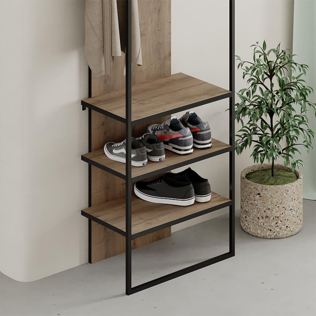 Έπιπλο εισόδου Archy Megapap χρώμα ανοιχτό καρυδί 53x31,7x180εκ.
